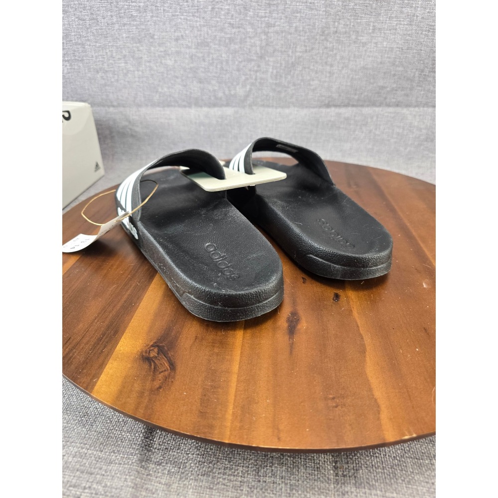 Adidas Adilette Shower Slides Mens 13 Core Black White GZ5922 Cloudfoam Sandals - Picture 10 of 14